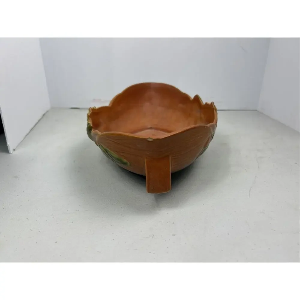 Vintage Roseville Pottery Console‎ Bowl Water Lily Brown 443-12 USA Beauty